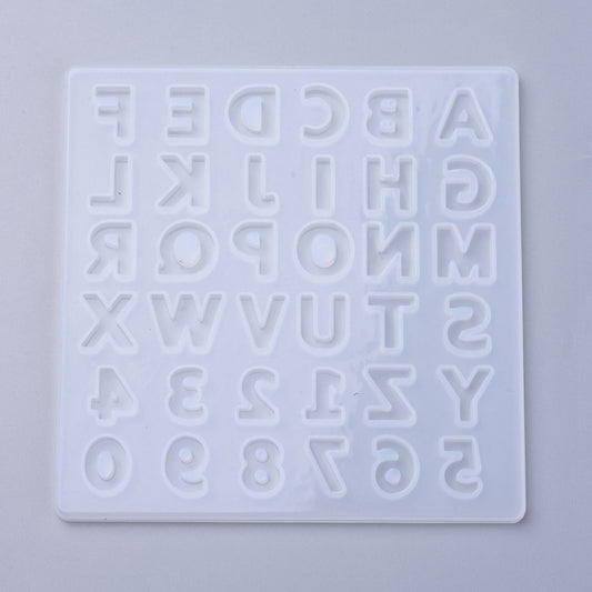 16mm Letters and Numbers Silicone Mould for Personalised Jewellery, Keyrings, Bag Clips and Mixed Media Art