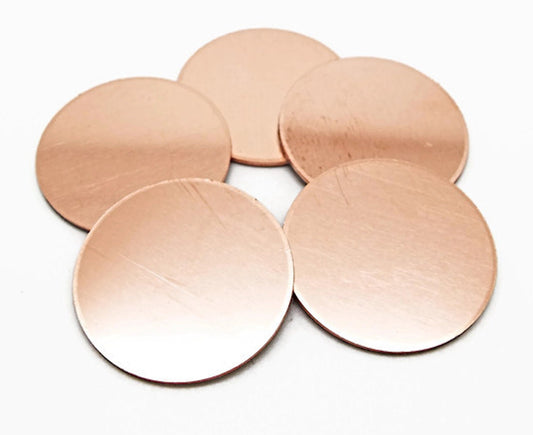 5 RAW COPPER DISC BLANKS 25mm Stamping Tags for Jewellery Pendants & Charms, 1mm Thickness