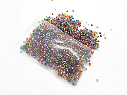 1000 Czech Glass Seed Beads Silver Lined, Size 11/0 2mm, Mixed Colour Beading Supplies