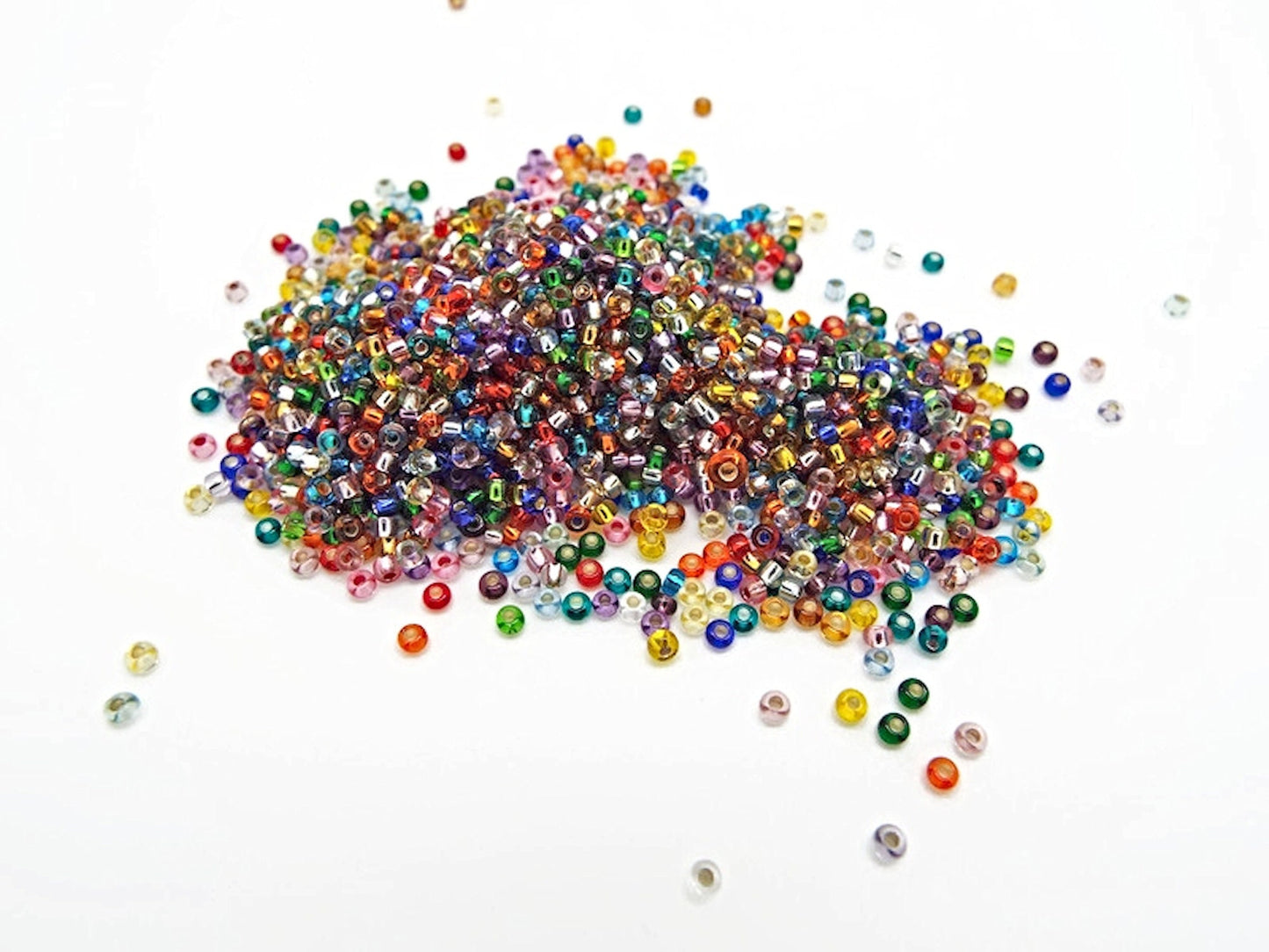 1000 Czech Glass Seed Beads Silver Lined, Size 11/0 2mm, Mixed Colour Beading Supplies