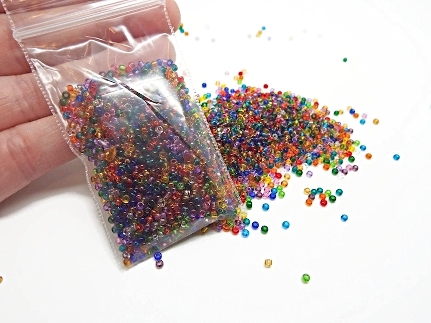 TRANSPARENT SEED Beads, 1000 Czech Glass Size 11/0 2mm Beads in Mixed Colors, Beading Supplies