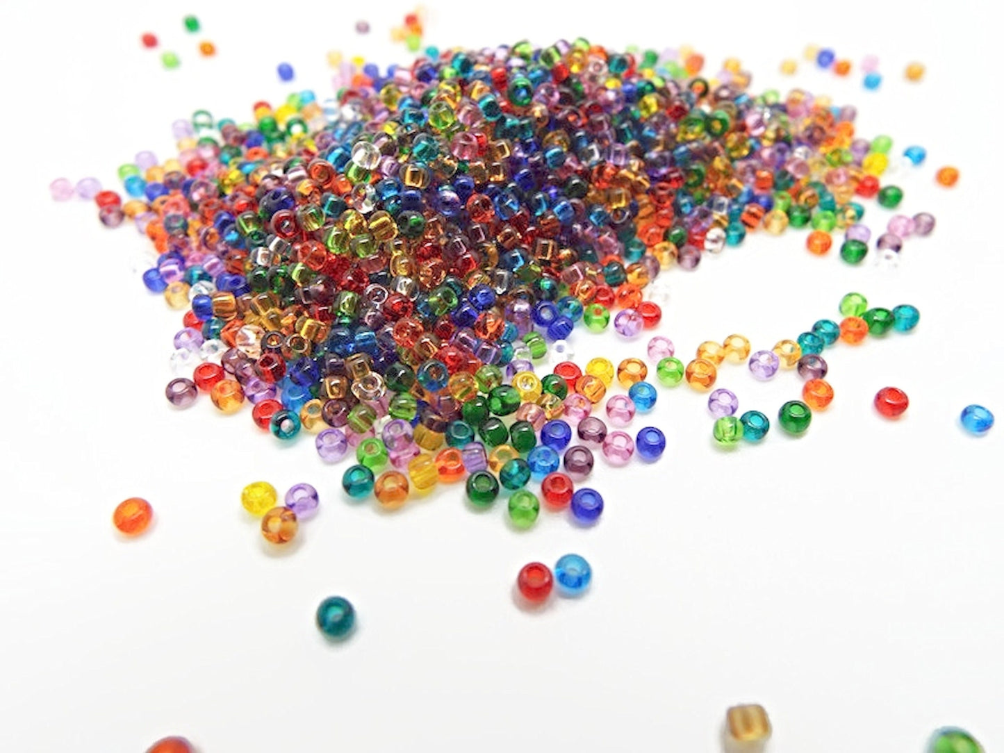 TRANSPARENT SEED Beads, 1000 Czech Glass Size 11/0 2mm Beads in Mixed Colors, Beading Supplies