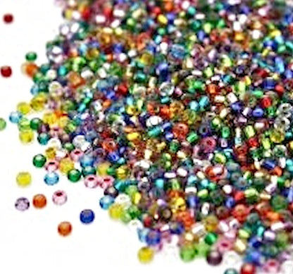 1000 Czech Glass Seed Beads Silver Lined, Size 11/0 2mm, Mixed Colour Beading Supplies