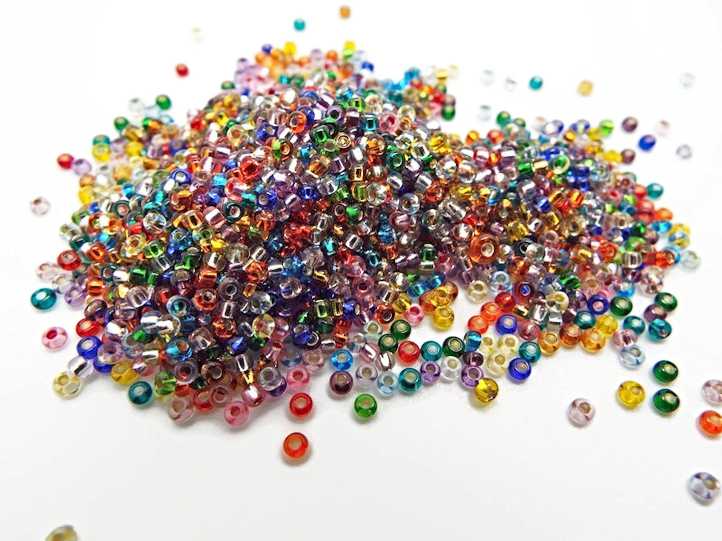 1000 Czech Glass Seed Beads Silver Lined, Size 11/0 2mm, Mixed Colour Beading Supplies