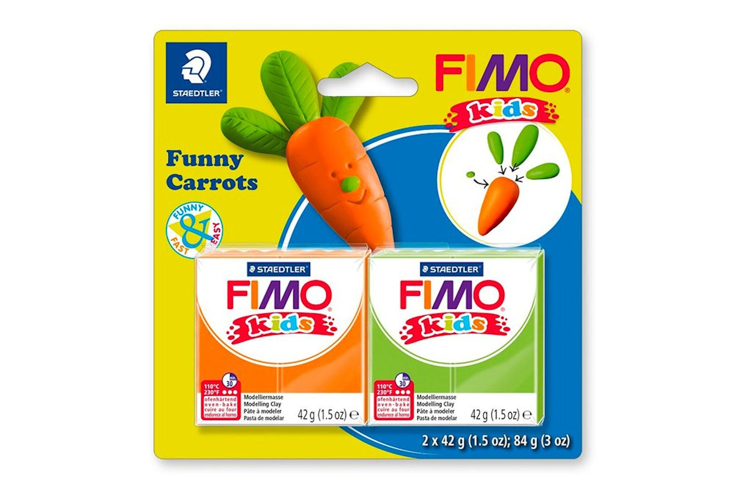 FIMO KIDS Funny Carrots Polymer Clay Kit, Childrens Craft Kit, Stocking Filler or Birthday Gift