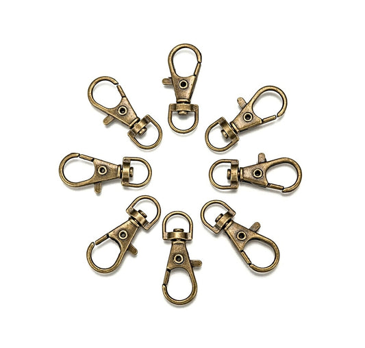 10x 35mm Antique Bronze Tone Swivel Keyrings for DIY Bag Clips, 8.5mm Hole