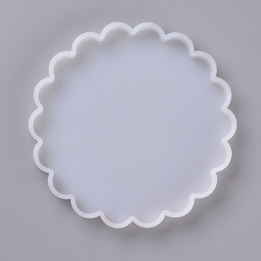 LARGE SCALLOPED Edge Silicone Dish Mould, 139mm Diameter, Large Floral Style Coaster or Plate Mould