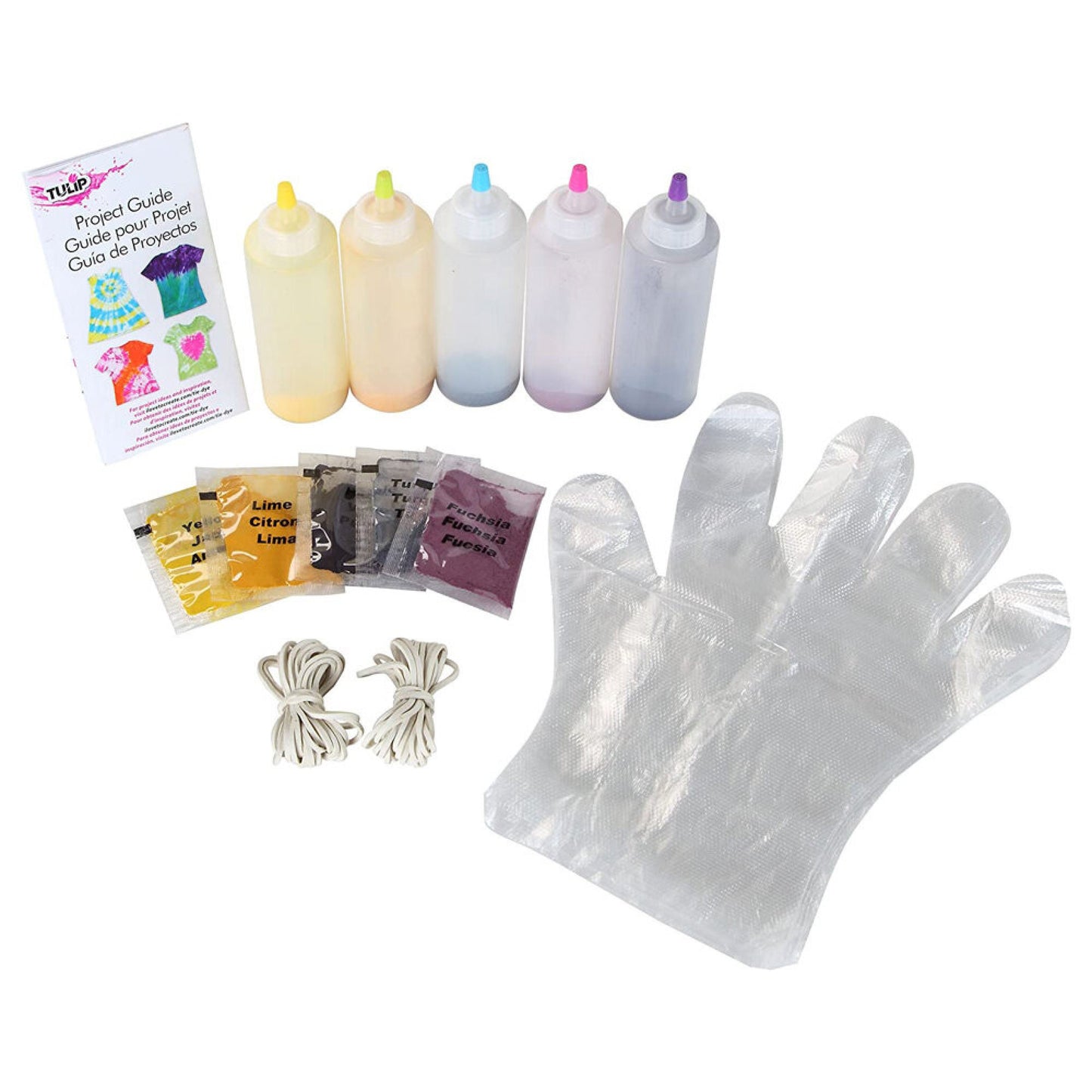 TULIP 59pc TIE DYE Kit with 5 Colors, Just Add Water, Includes Gloves, Rubber Bands, Tie Dye Projects, One-Step Craft Kit