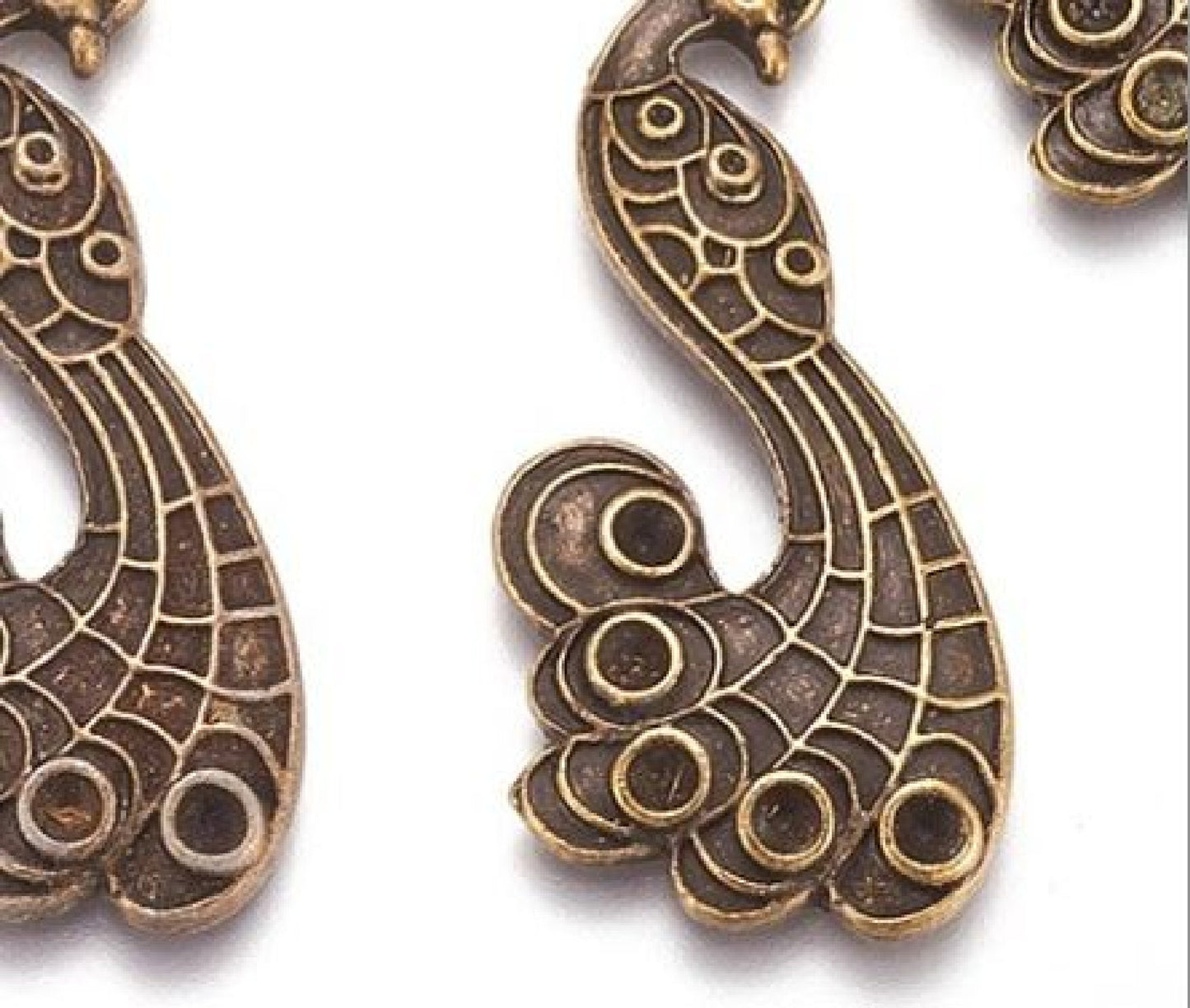 20x 44mm ANTIQUE BRONZE Peacock Pendants, Metal Necklace and Earring Components