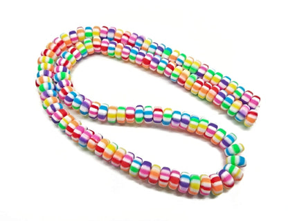 100 Striped Doughnut Beads in Candy Stripe Style, 7mm Polymer Clay Spacer Beads