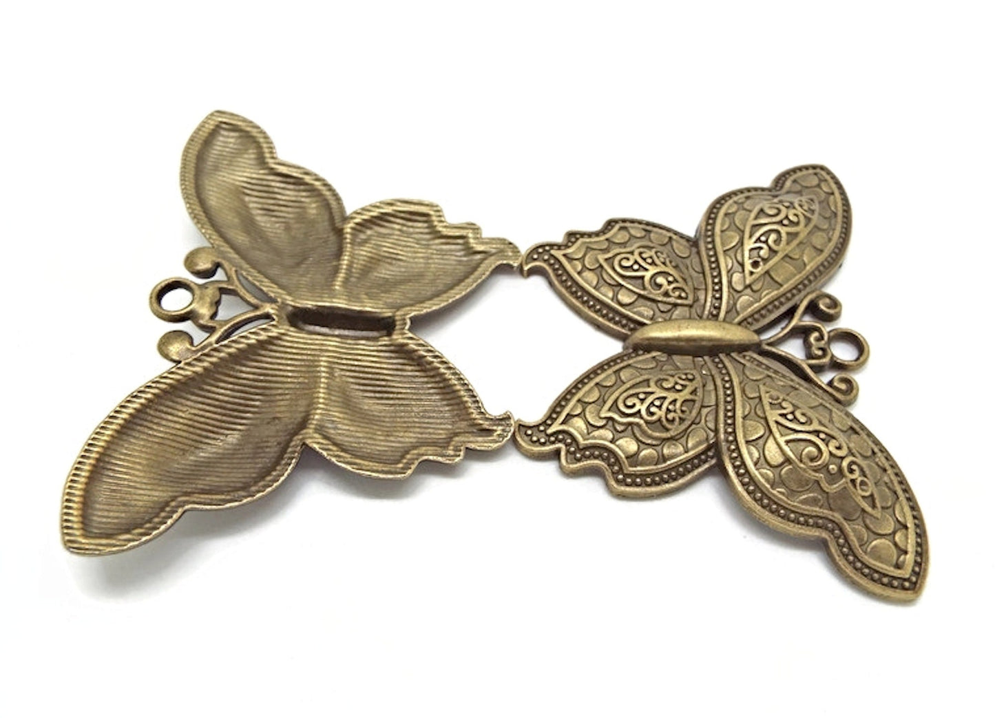 2 LARGE 70MM BRONZE Butterfly Pendants for Insect Jewellery, Keyring Making & Bag Charms