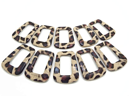 10 Faux Leather Animal Print Pendants in Trapezoid Shape 44x30x4mm for Necklace and Earrings