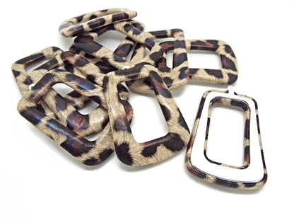 10 Faux Leather Animal Print Pendants in Trapezoid Shape 44x30x4mm for Necklace and Earrings