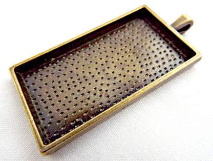 SET OF 5 BRONZE BEZEL PENDANTS Rectangle Setting Cabochon Tray Setting, Antique Bronze Colour Alloy